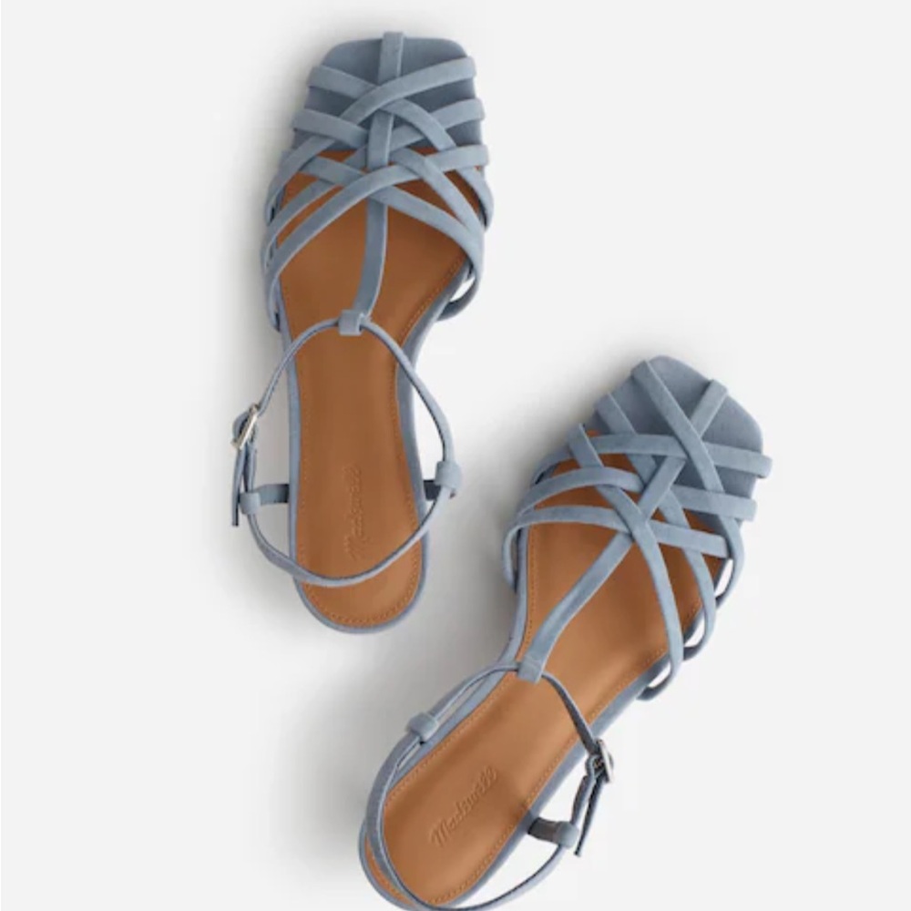 Madewell Milano Mid-Heeled Sandal in Suede - NWT Terrace Blue